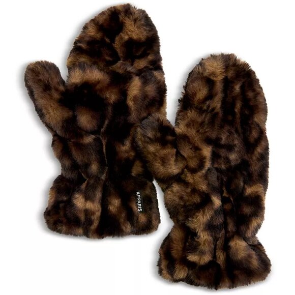 Apparis Accessories - Apparis Coco Faux Fur Mittens - Dark Leopard - NWT